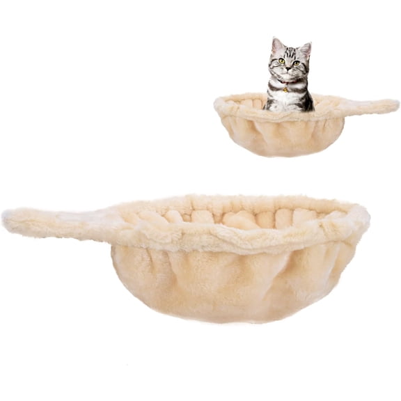 Cat Tree Hammock for Large Cats with Deep Basket,12.4",Beige | Extra Large,Cozy Add On Attachment Design for Cat Tower, Cat Tree Replacement Hammock