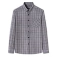 thumbnail image 2 of gbyLJF Men's Checked Lapel Shirt Plaid Printed Long Sleeve Top Casual Business Button Down Blouse with Pocket, 2 of 4