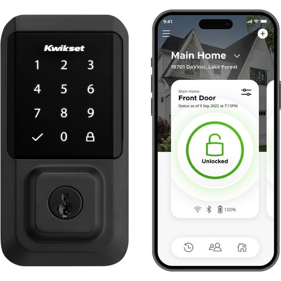 Open Box KWIKSET HALO WI-FI SMART LOCK ENTRY FRONT DOOR KEYLESS ENTRY DEADBOLT - BLACK