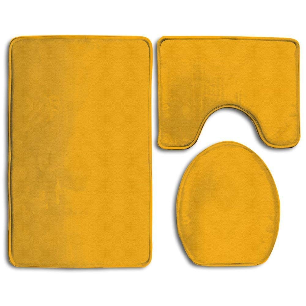 XDDJA Yellow 3 Piece Bathroom Rugs Set Bath Rug Contour Mat and Toilet