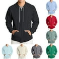 thumbnail image 2 of Domzest Sweatshirts for Men Zipper Long Sleeve Big and Tall Hooded Winter Light running Fleece Drawstring Oversize Sweatshirt Strong with Pocket Jackets Light Blue XL-Large, 2 of 6