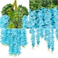 thumbnail image 3 of Babibeauty 24 Pack 3.6 Feet Artificial Fake Wisteria Vine Ratta Hanging Garland Silk Flowers String Home Party Wedding Decor (Blue), 3 of 9