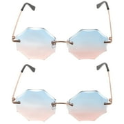 Party Supplies 90s Disco Sunglasses Rimless Hingeless Festival Eyeglasses Frameless PC 2 Pieces