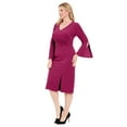 thumbnail image 3 of Women's London Times Flare Sleeve V-Neck Side Twist Sheath Dress Color: Black Size: 12, 3 of 4