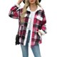 thumbnail image 1 of Chaqueta de Franela A Cuadros con Botones, Estilo Casual, Larga, con Bolsillos, Ideal para Otoño. Rojo XXL, 1 of 8