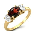 thumbnail image 2 of 1.50 Cts Garnet 925 Sterling Silver Gold Vermeil Three-Stone Past, Present and Future Ring, 2 of 3