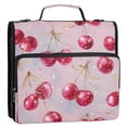 thumbnail image 2 of Water-Resistant 3-Ring Binder Organizer with Multiple Pockets Zipper Binder Bag for Office Watercolor Sparkling Cherries, 2 of 8
