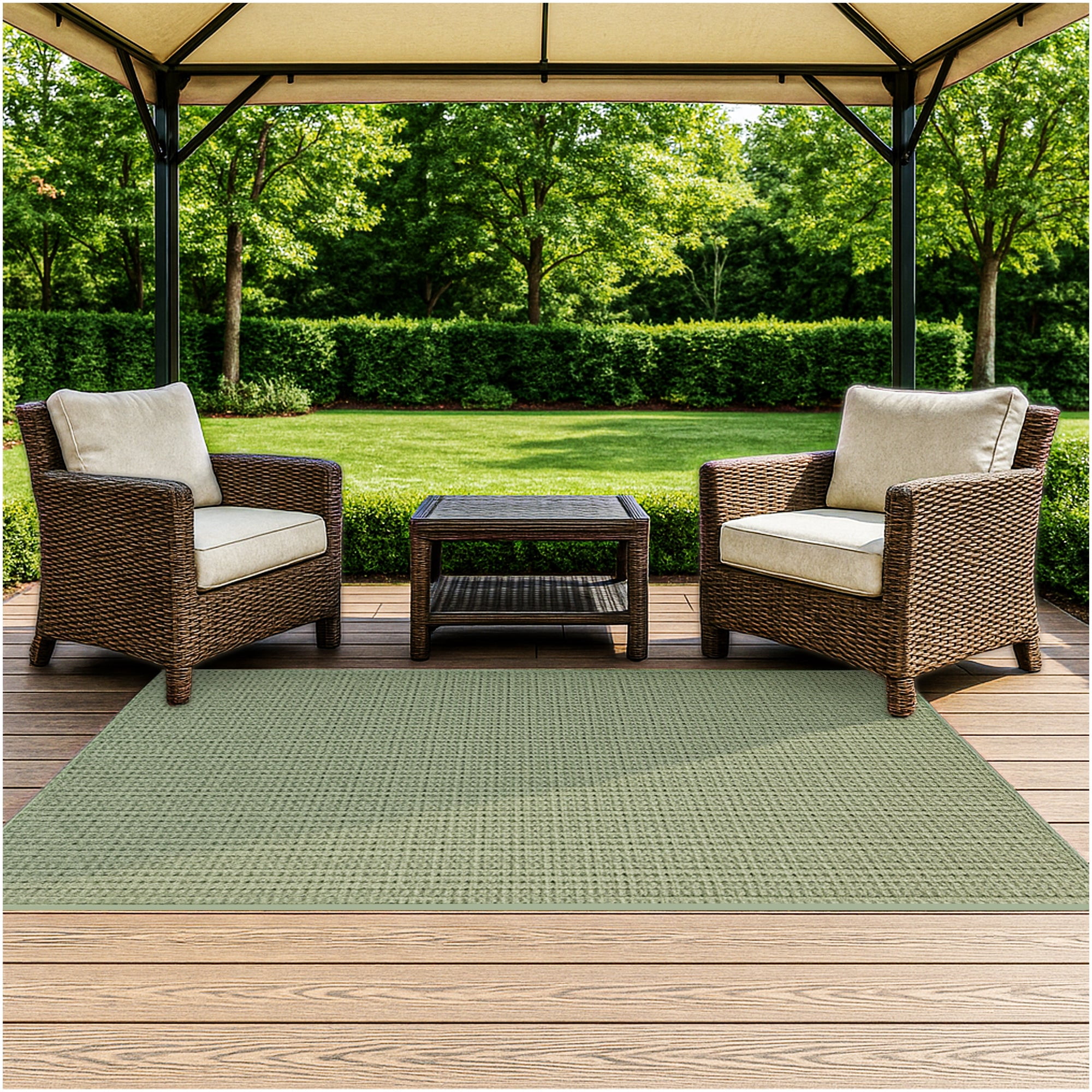 Koeckritz Rugs Interlace Indoor/Outdoor Olive Area Rug, 2' x 8'