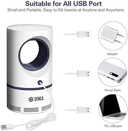 Electric Indoor Mosquito Trap, Mosquito Killer Lamp with USB Power Supply and Adapter, Suction Fan, No Zapper, Child Safe