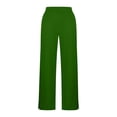 thumbnail image 6 of Glisme Pants For Women Solid Color Elastic Waist With Pockets Summer Loose Fit Women Wide Leg Trousers Size L Green, 6 of 6