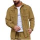 thumbnail image 2 of pstuiky camisas de manga larga para hombre, Chaqueta tipo cárdigan de manga larga con solapa y botones, color liso, para hombre, con múltiples bolsillos Tops de hombre m, 2 of 6