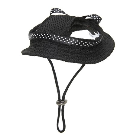 Dog Bucket Hats Dog Round Cap with Ear Hole Adjustable Outdoor Travel Sun Protection Sport Hat for Cat Small Medium Dogs Black Mesh S