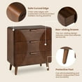 thumbnail image 6 of COSIEST Mid-Century Nightstand, Modern End Table w Striped Pattern, Vintage Accent Furniture w Storage Drawer, Wood Small Accent Table for Bedroom, Living Room, 6 of 7