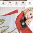 thumbnail image 3 of Creowell Red Flowers Art Nouveau Fashion Embroidered Print Throw Blanket for Bed Couch Car Kids Adults Flannel Material Lightweight Soft Blanket All Seasons 60x80in, 3 of 6