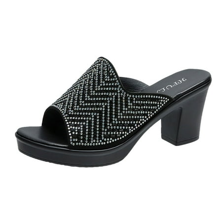 

Cptfadh Slippers For Women Shoes Large Flat Bottom Summer New Two Wear Diamond One Line Women s Sandals