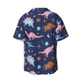 thumbnail image 2 of Vsdgher Dinosaur Print Men's Wrinkle Free Untucked Cuban Shirt Business Casual Button Down Shirts Short Sleeve Shirt, 2 of 7