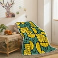 thumbnail image 2 of Boho Abstract Colorful Floral Throw Blanket, Vintage Retro Patchwork Yellow Green Flower Botanical Geometric Aesthetic Groovy Flannel Throw Blanket for Chair Bed Sofa Couch, 60X80IN, 2 of 4