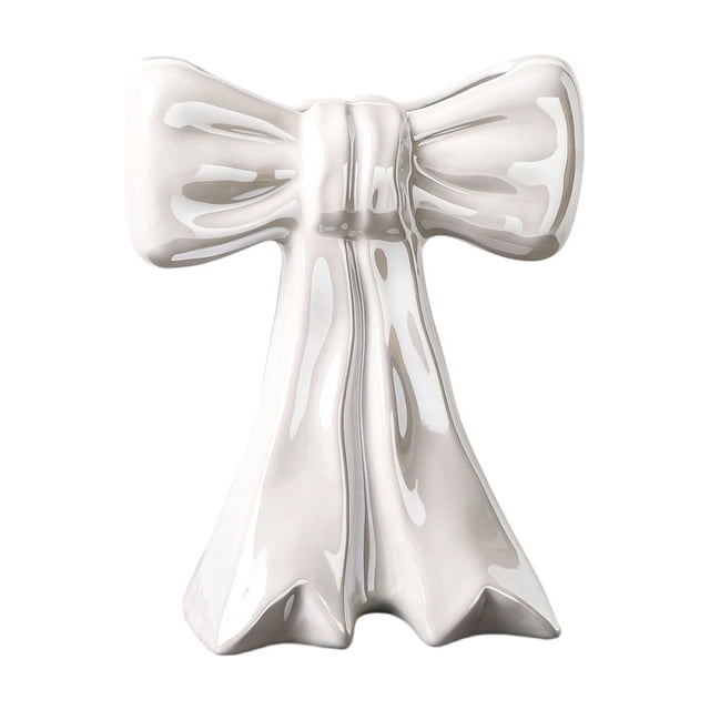 White Ceramic Vase 7.5X5.9X3.1Inch For Living Room Bathroom Home Decor Flower Arrangement Table Centerpiece Decor White