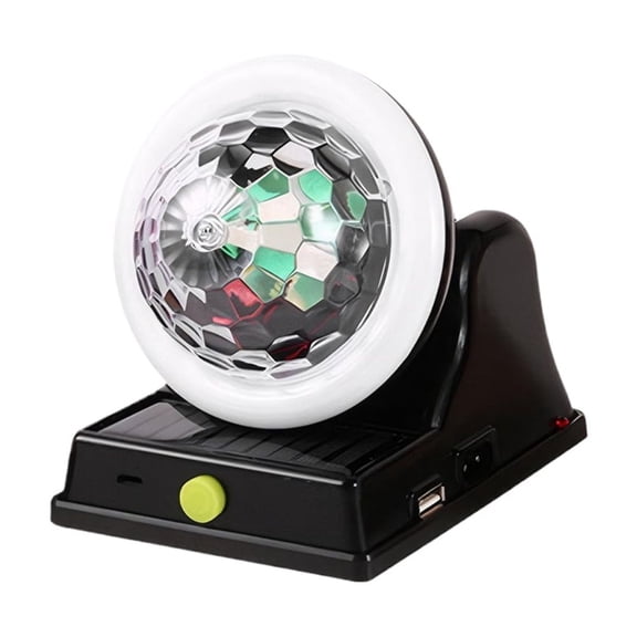 HUISZJ Disco Ball Light, 7-Color Magic Ball Lamp, Waterproof Solar-Powered LED Light for Bedroom Home Decor (Black)