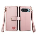 thumbnail image 2 of For Google Pixel 10 5G Leather Phone Case Wallet Zipper Pocket Pouch Folio Flip Cover Kickstand, Multi Anti-theft Card Holder Cash Slot, Double Magnetic Buckle, Wrist Lanyard,Pink, 2 of 11