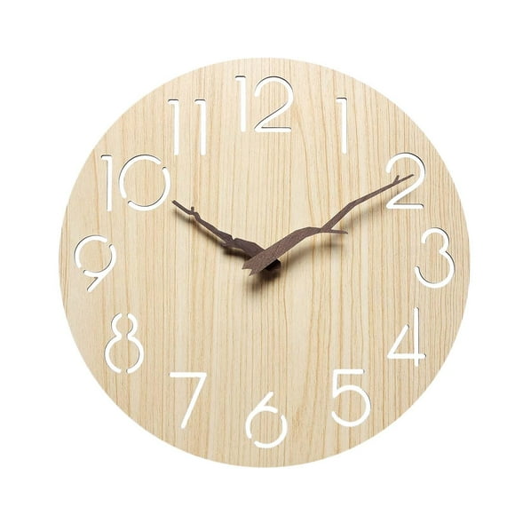 Lipstore Wall Clock Wall Hanging Clock Large Arabic Numerals Lightweight Decorative Clock Light Wood