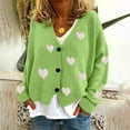 thumbnail image 2 of Annhoo Fuzzy Cardigan for Women Cute Graphic Printed Long Sleeve Button Front Sweater Tops Plus Size Fall Outwear, 2 of 4