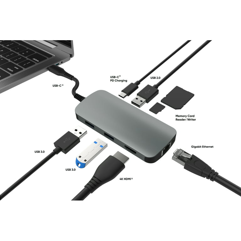 onn. 6 USB-C to HDMI Adapter, Black 