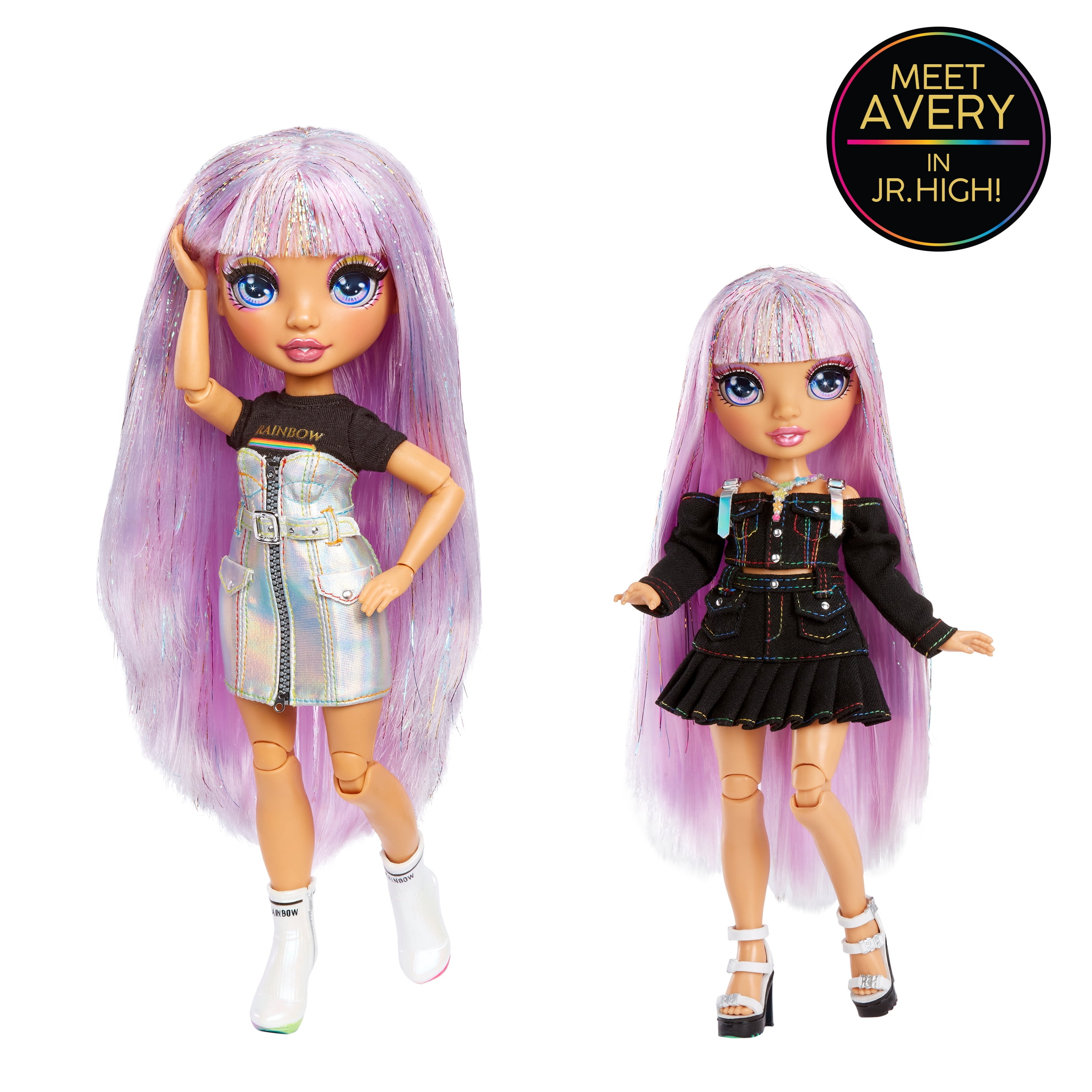 Rainbow Junior High Special Edition Avery Styles- 9" Rainbow Shimmer Hair Posable Fashion Doll with Accessories and Open/Close Soft Backpack. Great Toy Gift for Kids Ages 4-12.
