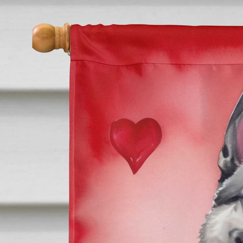 Caroline's Treasures DAC5398CHF Norwegian Elkhound My Valentine House Flag Large Porch Sleeve Pole Decorative Outside Yard Banner Artwork Wall Hanging, Polyester, House Size, Multicolor