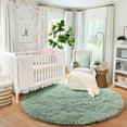 thumbnail image 3 of Junovo Round Fluffy Area Rugs For Kids Girls Princess Castle Plush Shaggy Carpet Cute Circle Nursery Rug For Kids Room Bedroom Living Room,4'x4',Matcha Green, 3 of 6