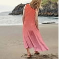 thumbnail image 3 of WILLBEST Vestidos Casuales para Mujer Fiesta Vestido Largo Informal sin Mangas de Lino Degradado con Bolsillos y Cuello Redondo Chica, 3 of 3