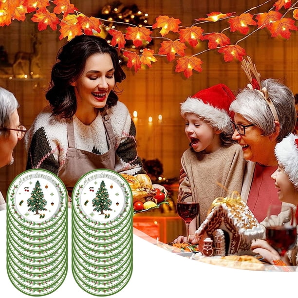 Christmas Themed Party Cutlery Paper Plates Paper Towels Birthday Supplies Christmas Tree Disposable Birthday Party 20 Pcs