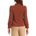 thumbnail image 3 of INSPIRAR CHIC Blusa Elegante de Manga Larga para Mujeres con Volantes y Cuello de Lazo Top de Trabajo XL Caramelo, 3 of 6