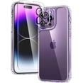 thumbnail image 2 of TAURI Funda para iPhone 14 Pro Max, [5 en 1] 1 funda transparente [no amarillenta] con 2 protectores de pantalla de vidrio templado + 2 protectores de lente de cámara, [protección contra caídas de gra, 2 of 4