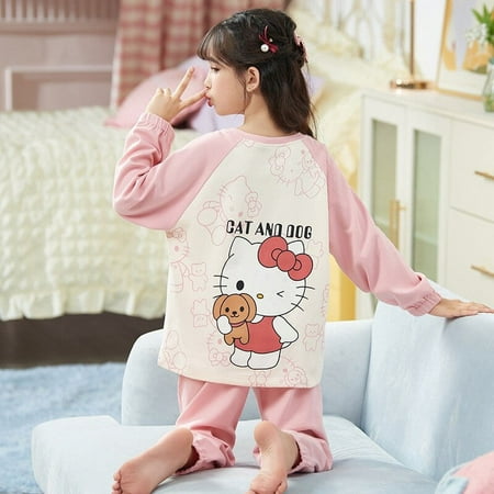 

Anime Sanrios Children Fashion Parent-child Home Clothing Cute Cartoon Kuromi My Melody Hellokittys Cute Girl Casual Pajama Set