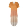 thumbnail image 5 of Pisexur Robes pour Femmes 2024 Mode Bohème Floral Robes de Retour à la Maison Col en V Fente Robe Maxi Manches Courtes Robe de Cocktail pour Femmes Décontractée Ample Fluide Robe avec Poches, 5 of 5