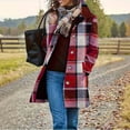 thumbnail image 3 of Perfectbot Women's Checkered Plaid Jacket Single Breasted Lapel Long Sleeve Mid-Length Coat, 3 of 8