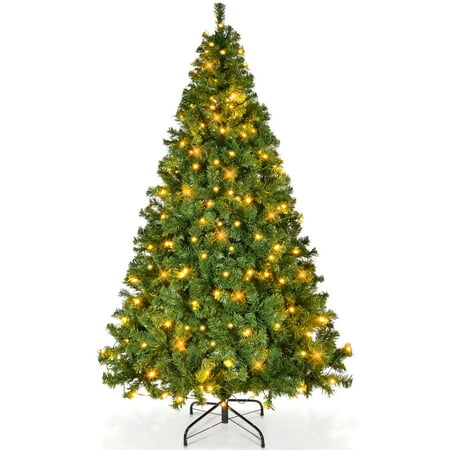 Vebreda 6ft Pre-Lit PVC Hinged Artificial Christmas Tree 250 LED Lights Green