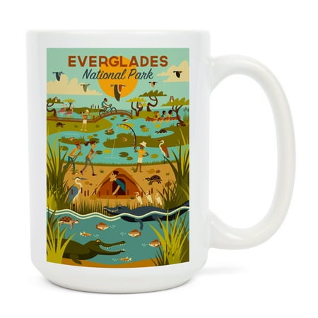 

15 fl oz Ceramic Mug Everglades National Park Florida Geometric Dishwasher & Microwave Safe
