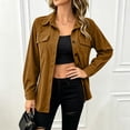 thumbnail image 4 of Ynynloco Women's Corduroy Button Down Shirts Boyfriend Long Sleeve Oversized Blouses Tops, 4 of 7