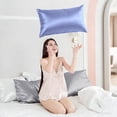 thumbnail image 4 of Silk Pillow Cases with Zipper,Pillow Case,Cornflower Blue,Standard,1pc, 4 of 7