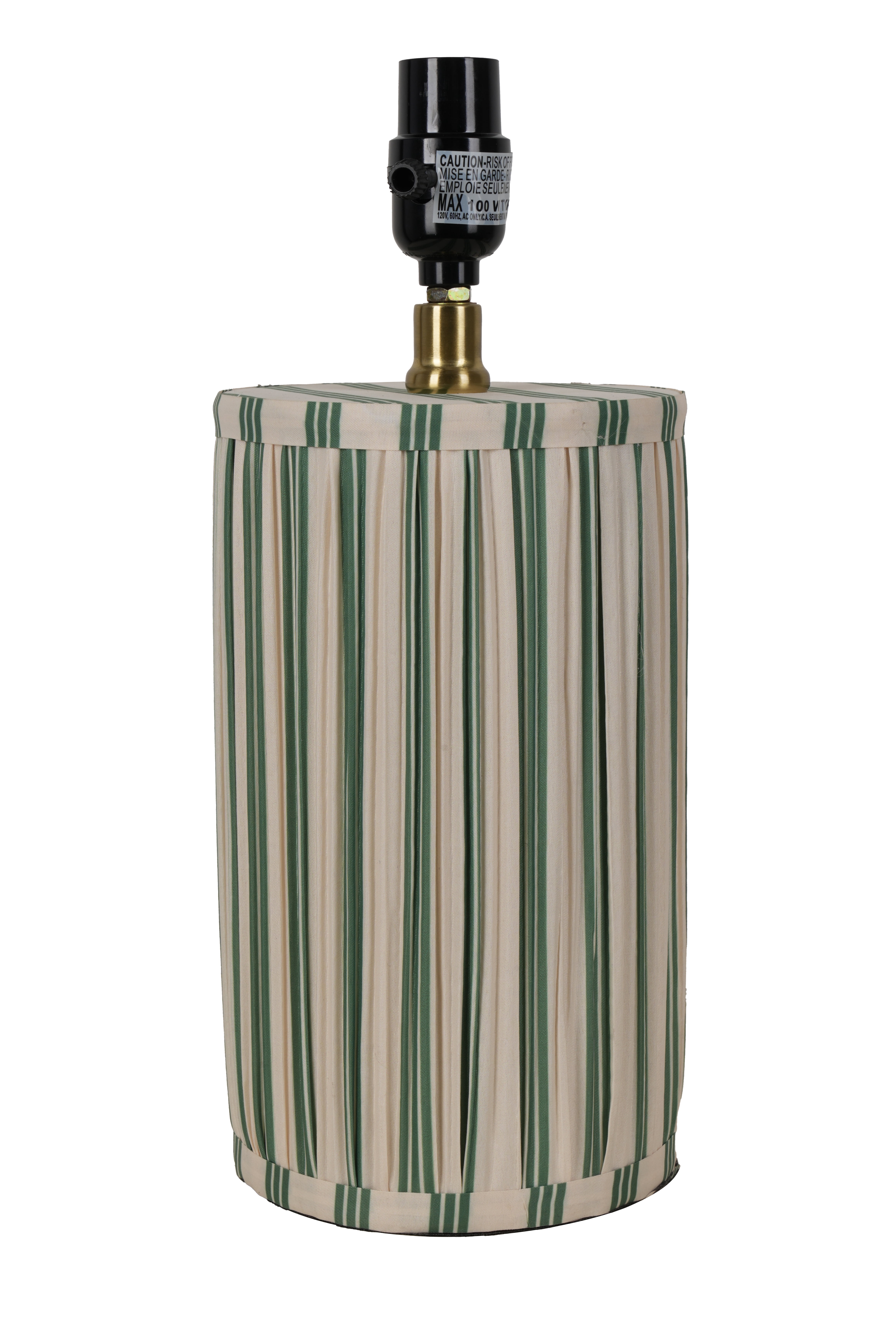 Beautiful 19 in Cabana Stripe Fabric Table Lamp with Scalloped Shade, Green and Arctic White