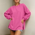 thumbnail image 6 of VBVC Women's Oversized Crew Neck Sweatshirt , Ladies' Long Sleeve Side Split Tunic Pullover , Casual Fall Loose Fit Tops For Women, Hot Pink , S-2XL, 6 of 9