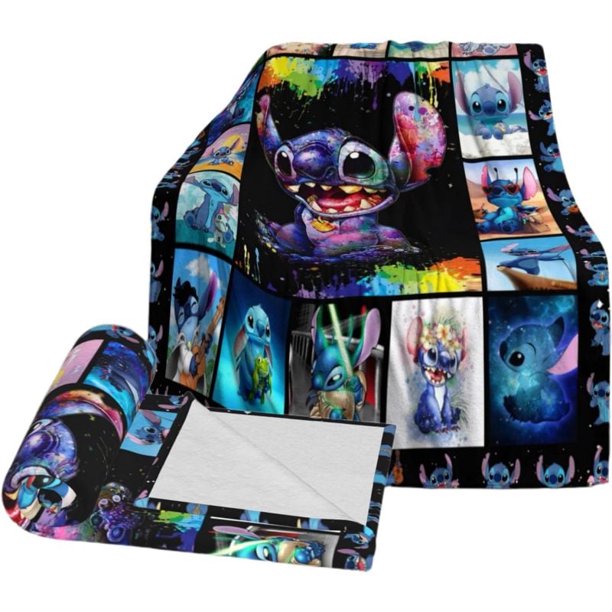 Manta de punto azul con dibujos animados, muy suave, antibolitas, de terciopelo, decorativa, de lana, ligera, para las cuatro estaciones, para aire acondicionado, regalo universal y esponjosa