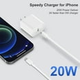 thumbnail image 3 of Cargador para iPhone [certificado MFi] Paquete de 2 adaptadores de cargador rápido de pared PD USB C de 20 W con 2 paquetes de 6 pies tipo C a cable Lightning compatible con iPhone 14 13 12 11 Pro Max, 3 of 3