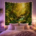 thumbnail image 2 of Floral Garden Tropical with Rainforest Around Cascading Waterfall, Mystical Fantasy for Space Lovers, Wall Decor, Mother'S Day Gift, Tapestry Wall Hanging for Dorm and Living Room, 2 of 7