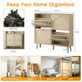 thumbnail image 3 of Hassch Natural Rattan Free-Standing Shoe Rack, Shoe Cabinet Wood Organizer with 4 Flip Drawers for Entryway Hallway Doorway, 41.73"L x 9.5"W x 38.6"H, 3 of 7