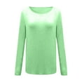 thumbnail image 5 of Wangmeiwg Women's T-Shirt Top for Women Knit Long Sleeve Solid Color Everyday Basic Layering Green XXL, 5 of 5