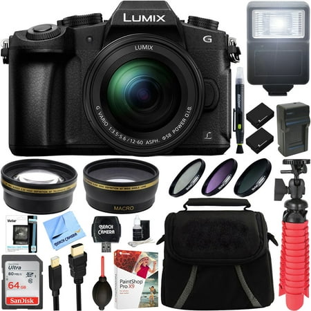 Panasonic LUMIX G85 4K Mirrorless Camera with 12-60mm Lens + Two-Pack BLC12 Spare Battery + Accessory