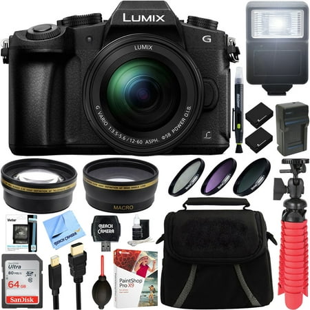 Panasonic LUMIX G85 4K Mirrorless Camera with 12-60mm Lens + Two-Pack BLC12 Spare Battery + Accessory Bundle